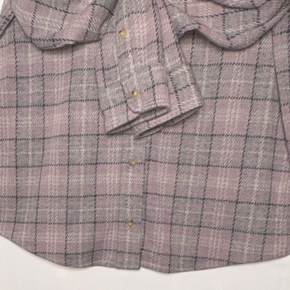 Faherty Legend Shirt Women’s Medium Pink Gray Plaid Flannel Soft Stretch Pockets - Picture 4 of 11